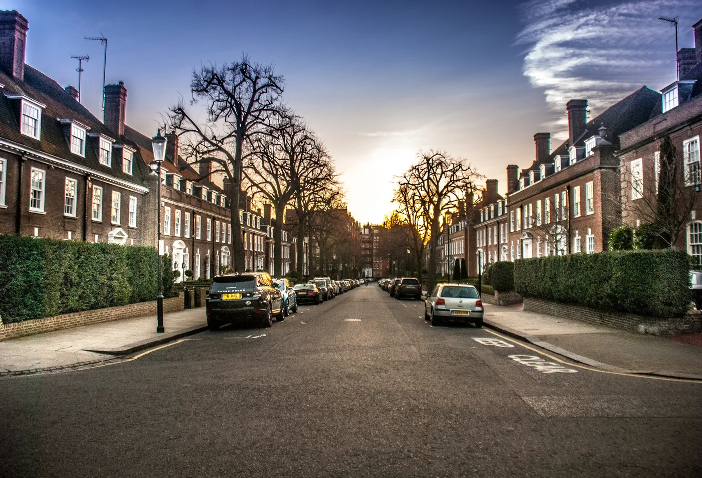 Residential street with brick-built properties
