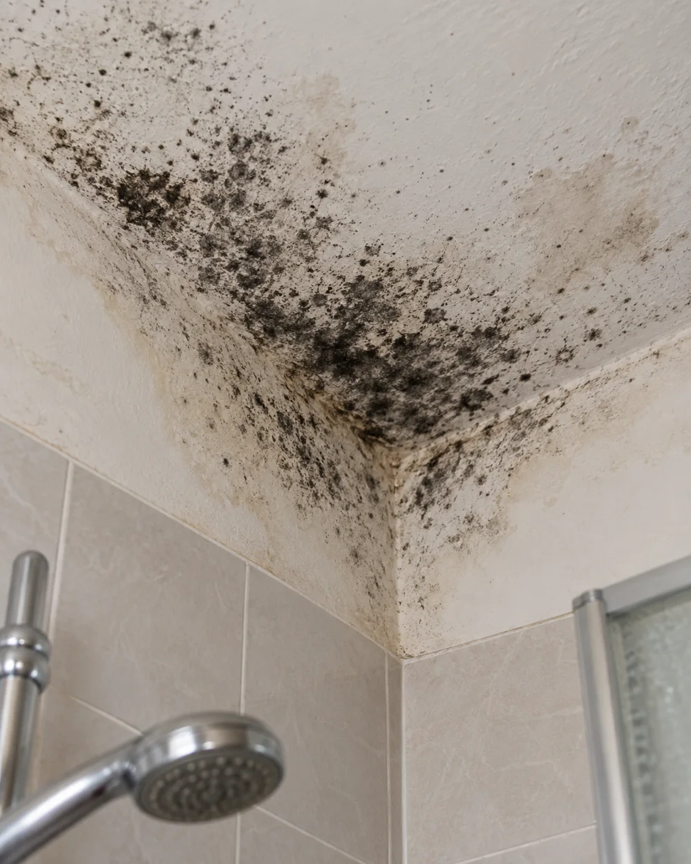 Moisture damage in a bathroom